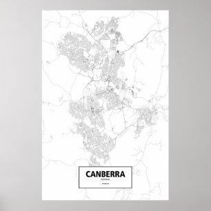 Poster Canberra, Austrália (preto no branco)