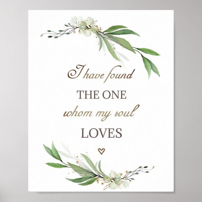 Poster Canção de Salomão 3:4 Encontrei o Um Verde (Frente)