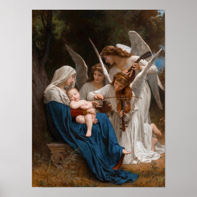 Poster Canção dos Anjos por William-Adolphe Bouguereau (Frente)