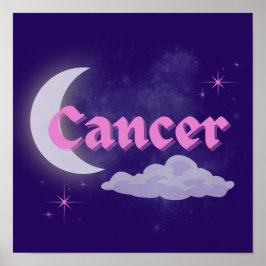 Poster Cancer Celestial Nuvem Estrelas Arte Astrologica