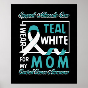 Poster Cancer Cervoso Eu Visto Teal e Branco Para Minha M