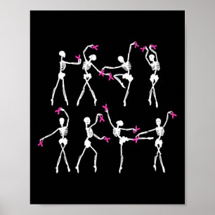 Poster Cancer da fita rosa-coloração Dança do Balé Skelet
