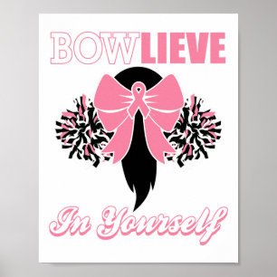 Poster Cancer Da Mama Do cheerleader Camisa Rosa Arco Che