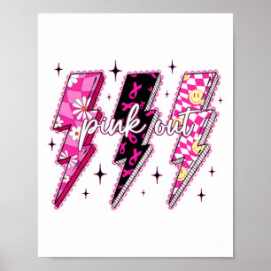 Poster Cancer Da Mama Do Relâmpago, Verificado A Rosa, Aw
