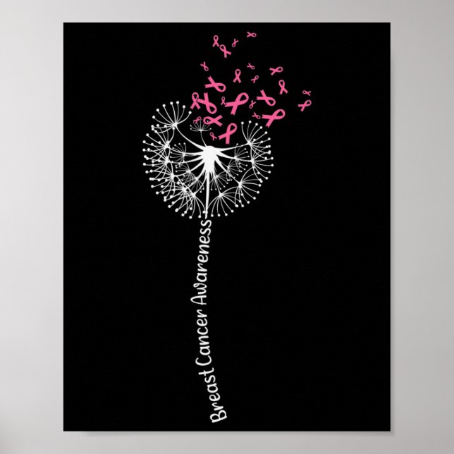 Poster Cancer de Dandelion, costela rosa guerreira (Frente)