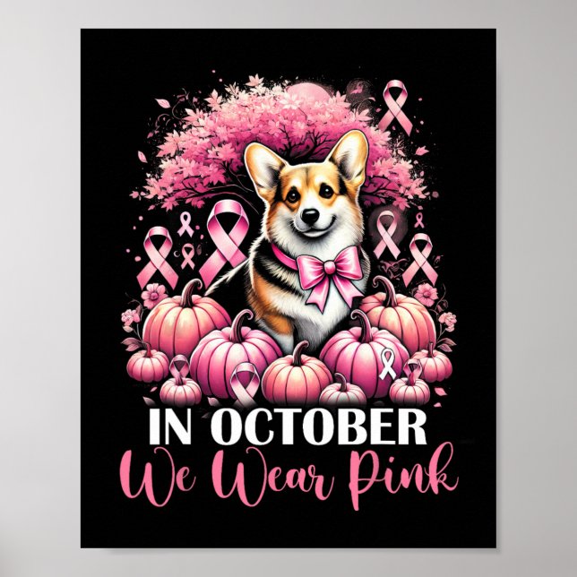 Poster Cancer De Mama Em Outubro Vestimos Corg De Abóbora (Frente)