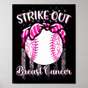 Poster Cancer De Mama Frisado Vitela Rosa De Baseball
