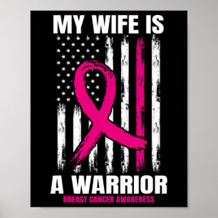Poster Cancer de Mama rosa com bandeira americana Esposa