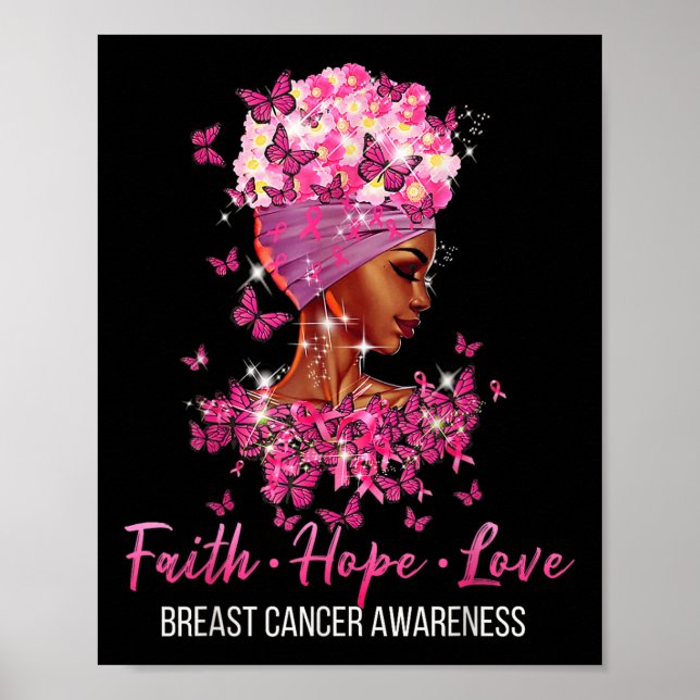 Poster Cancer de mama Sensibilização fé esperança amor bo (Frente)