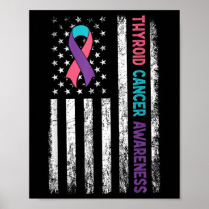 Poster Câncer de tiróide Mês American Flag Hypot