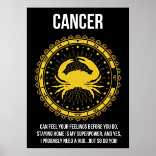 Poster Cancer - Horoscópio, Sinal Zodioso Engraçado Humor
