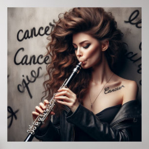 Poster Cancer Zodiato Músico Clarinet