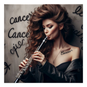 Pôster Cancer Zodiato Músico Clarinet