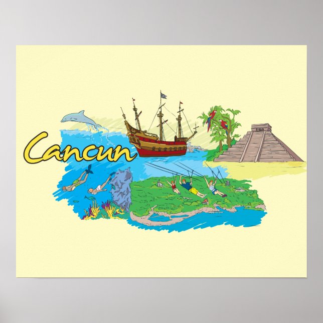 Poster Cancun, Cidade Famosa do México (Frente)