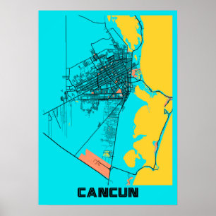 Poster Cancún - Mapa da Cidade de Gloria no México