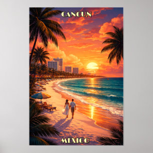 Poster Cancun, México Arte Retro Deco Cor Turismo