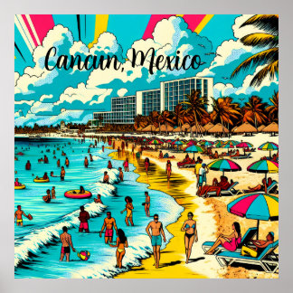 Poster Cancún, México com uma Pop Art Vibe