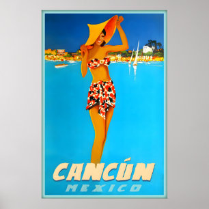 Poster Cancun México Quintana Roo Benito Juárez Viagem