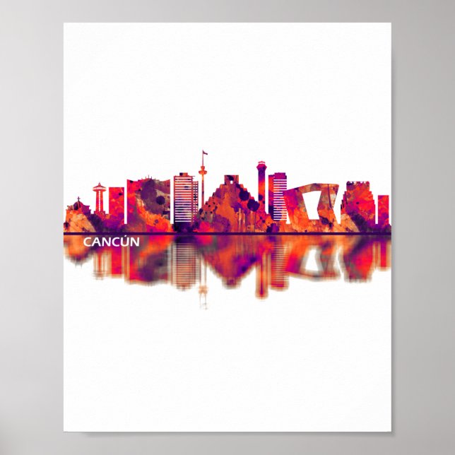 Poster Cancun Mexico Skyline (Frente)