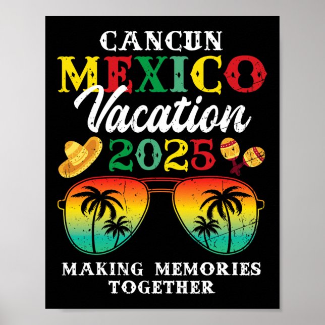 Poster Cancun Mexico Vacation 2025 Trip Beach Matching Fa (Frente)