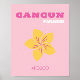 Poster Cancun Viagem Art, México, Pré-Disquete, Pink Prep