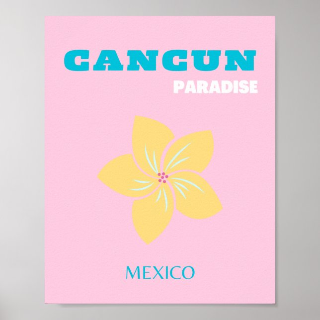 Poster Cancun Viagem Art, Viagem Art, Preppy, Sala Preppy (Frente)