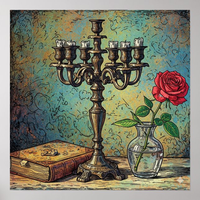 Poster Candelabra e Rosa (Frente)
