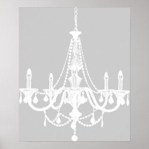 Pôster Candelabro branco e cinzento chique