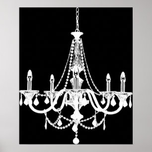 Pôster Candelabro branco e preto chique