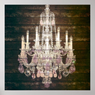 Poster Candelabro rústico de madeira do vintage do