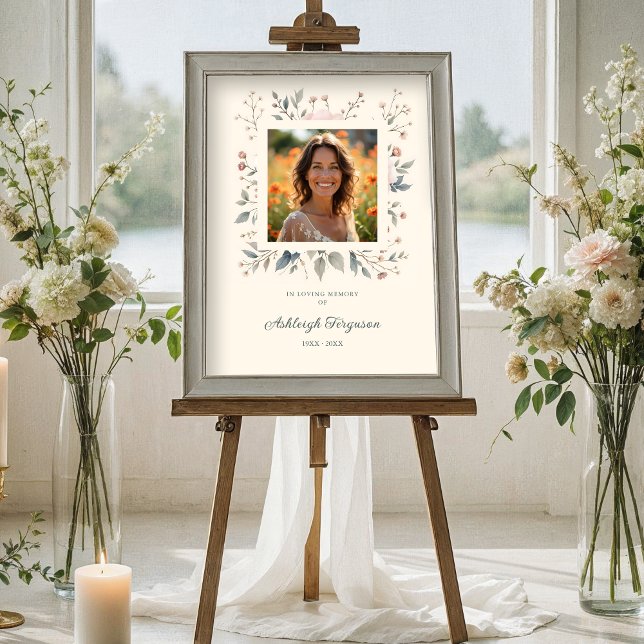 Poster Candid Delicate Soft Pastel Floral Frame Photo  (Candid Delicate Floral Frame Photo Posters in Soft Pastel Colors. )