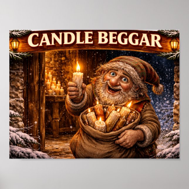 Poster Candle Beggar Icelandic Yule Lad (Frente)