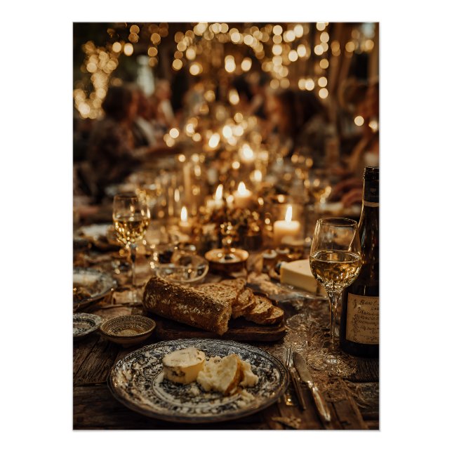 Pôster Candlelit Wine & Bread Feast (Frente)