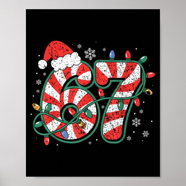 Poster Candy Cane 67 Funny Christmas 67 Six Seven Candy C (Frente)