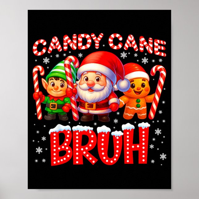 Poster Candy Cane Bruh Cute Santa Elf Christmas Xmas Boy  (Frente)