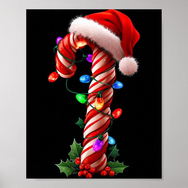 Poster Candy Cane Christmas Design Boys Girls Kids Adults (Frente)