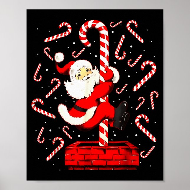 Poster Candy Cane Christmas Santa Funny Lights Xmas Men W (Frente)