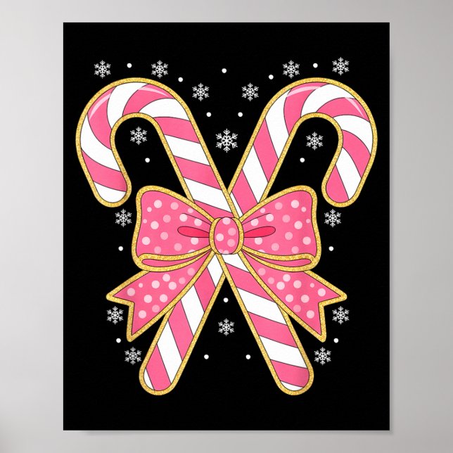 Poster Candy Cane Christmas Season Girls Womens Retro Coq (Frente)