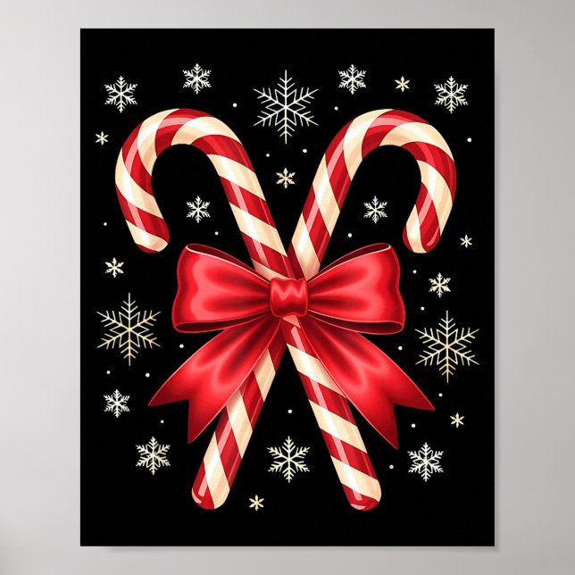 Poster Candy Cane Christmas Season Girls Womens Retro Coq (Frente)
