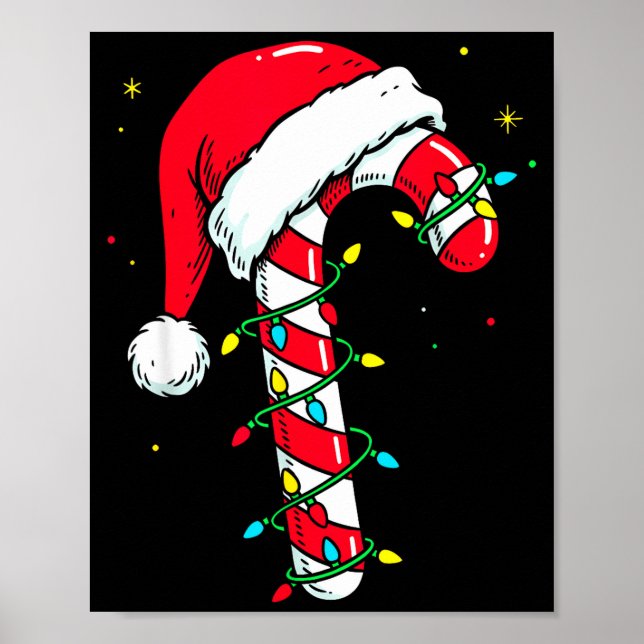 Poster Candy Cane Christmas Shirt Santa Hat Family Matchi (Frente)