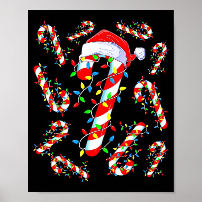 Poster Candy Cane Crew Red And White Santa Funny Christma (Frente)