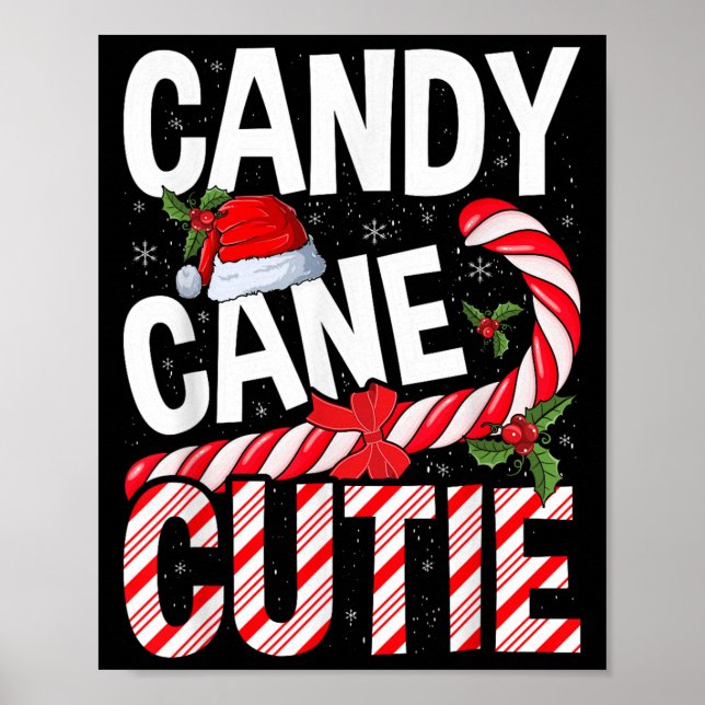 Poster Candy Cane Cutie Natal Xmas Meninas Crianças T (Frente)