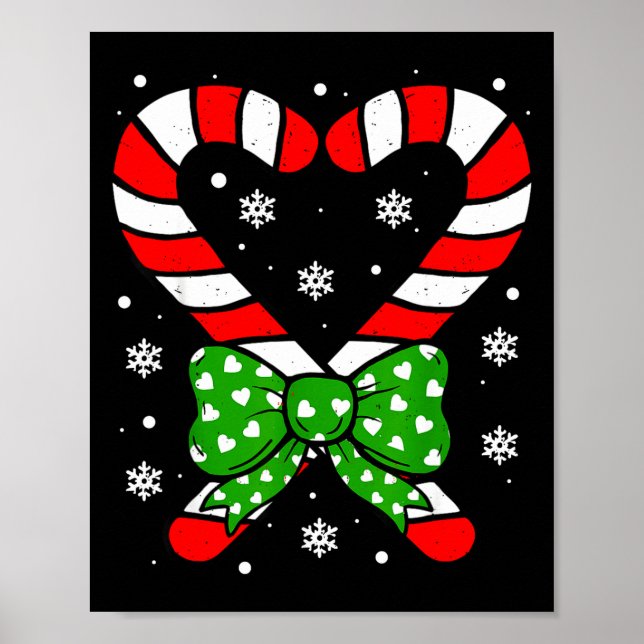 Poster Candy Cane Heart Coquette Bow Christmas Toddler Ki (Frente)