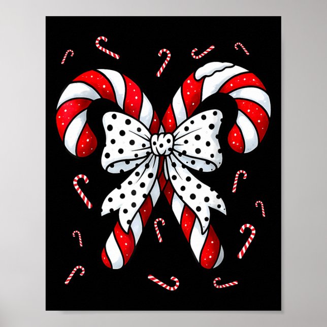 Poster Candy Cane Merry And Bright Red And White Candy Co (Frente)