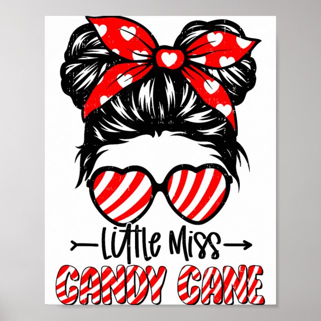Poster Candy Cane Messy Bun Girl Christmas Xmas Holiday G (Frente)