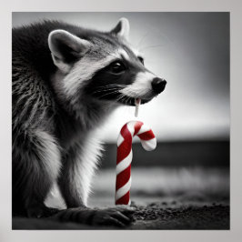 Poster Candy Cane Raccoon II