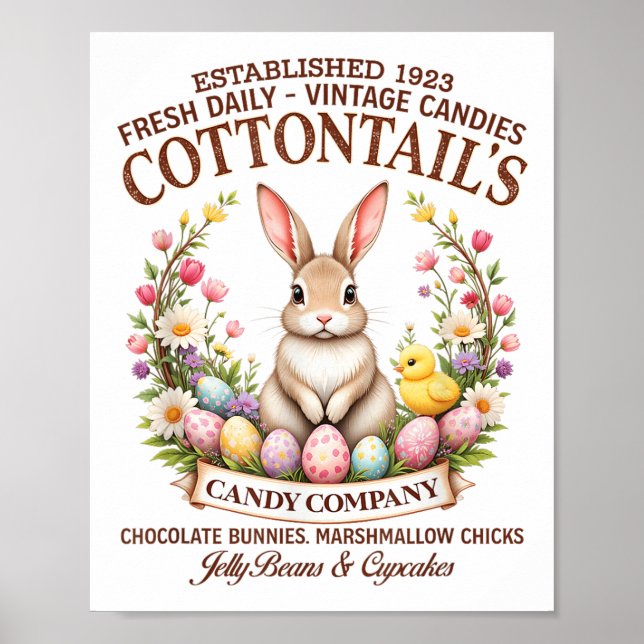 Poster Candy Co. Vintage Easter Bunny Páscoa (Frente)