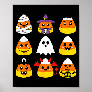 Poster Candy corn personagens fofos halloween múmia fanta