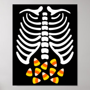 Poster Candy Corn Skeleton Rib Cage Halloween