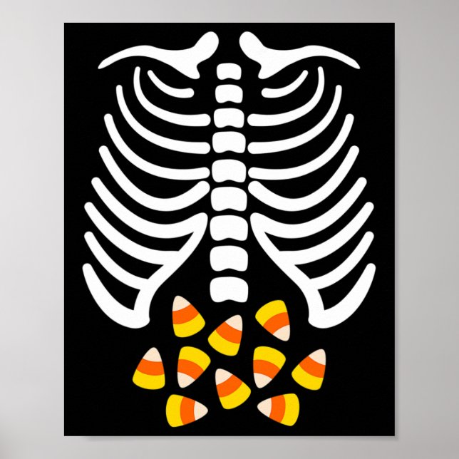 Poster Candy Corn Skeleton Rib Cage Halloween (Frente)